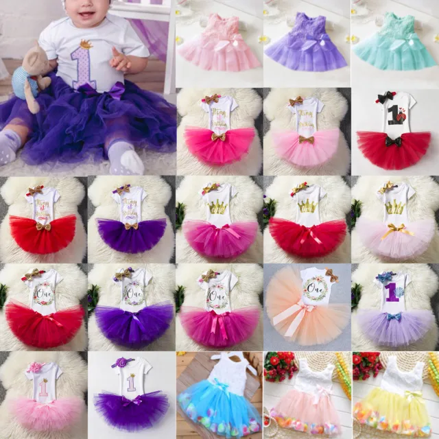 Baby Kids Girls First 1st Birthday Party Princess Tulle Dress Bridesmaid Outfits