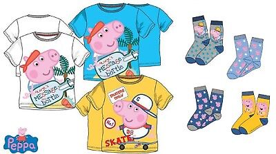 Girls Kids Official Peppa Pig Bing Bunny Summer Sun T-Shirt and Socks Ages 1-6