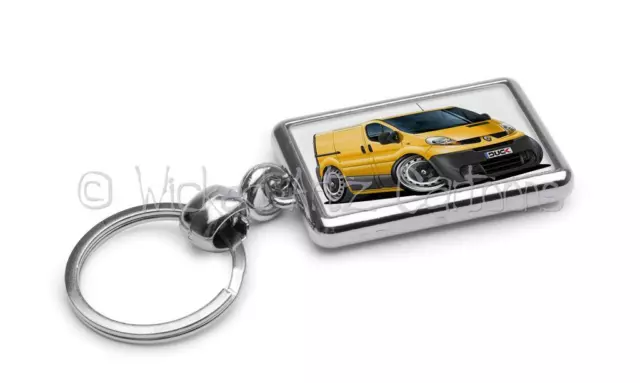 RetroArtz Cartoon Car Art Renault Trafic Van 2010+ in 6 Colours Metal Key Ring