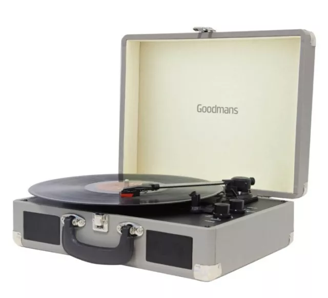 Goodmans Revive Bluetooth Turntable - Grey With Stereo Speakers