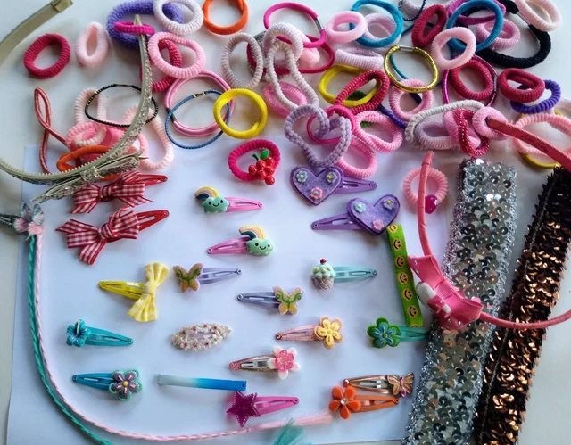 Large Bundle Girls Hair Slides/ Headbands / Ties - incl. Hello Kitty headband