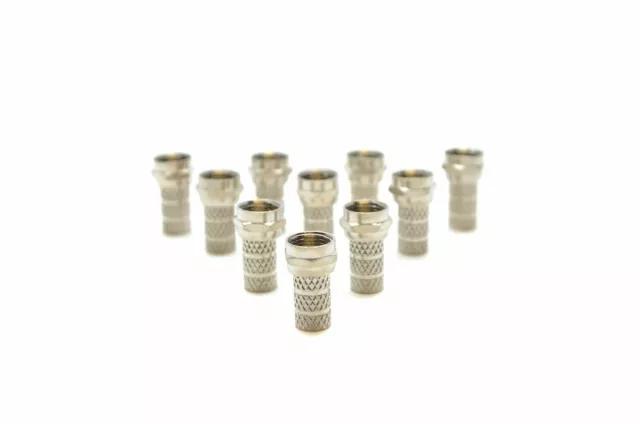 10 X Twin F Plug Connector Satellite For Sky + Hd Virgin Cable Screw Twist Coax