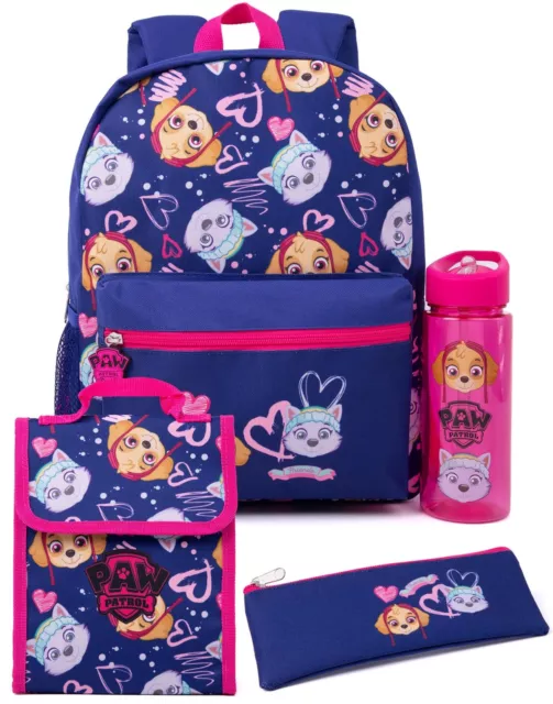 PAW Patrol Ragazze set zaino 4 pezzi bottiglia d'acqua Skye borsa pranzo custodia per matita