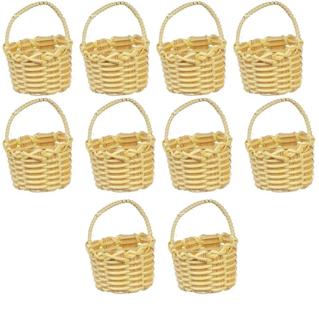 Dolls House Round Wicker Woven Basket Set of 10 Miniature Shop Garden Accessory