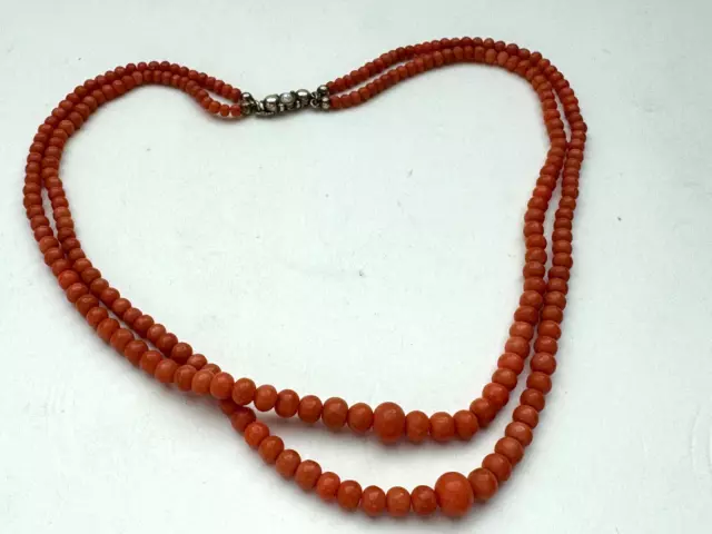 Antik Korallenkette Koralle Coral Lachs Necklace Halskette  Kette Collier Nr 314