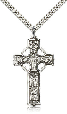 925 Sterling Silver Celtic Irish Episcopalian Cross Necklace For Men 24 Chain
