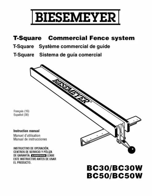 Sistema de cerca comercial T-Square manual se adapta a Delta BC30-BC30W BC50-BC50W 2008