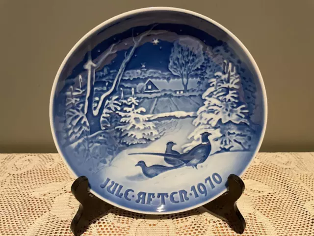 Bing & Grondahl Wall Display Plate - Pheasants In The Snow At Xmas - 1970 - Vgc