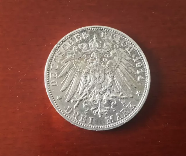 3 Mark 1914 F Deutsches Reich -Württemberg-