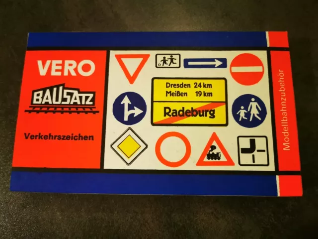 Original Ddr Vero Modell Eisenbahn Bausatz, Verkehrszeichen, Originalverpackung