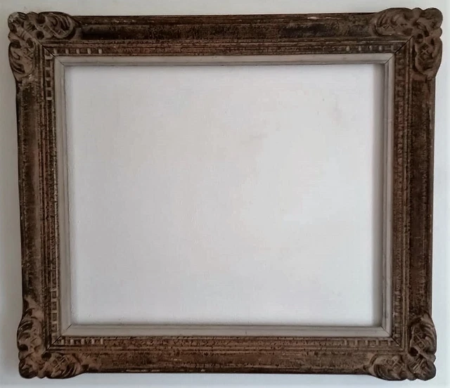 Grand Cadre Photo Doré Années 1960 – Bois, Vue 35x29 Cm, Extérieur 37x31 Cm