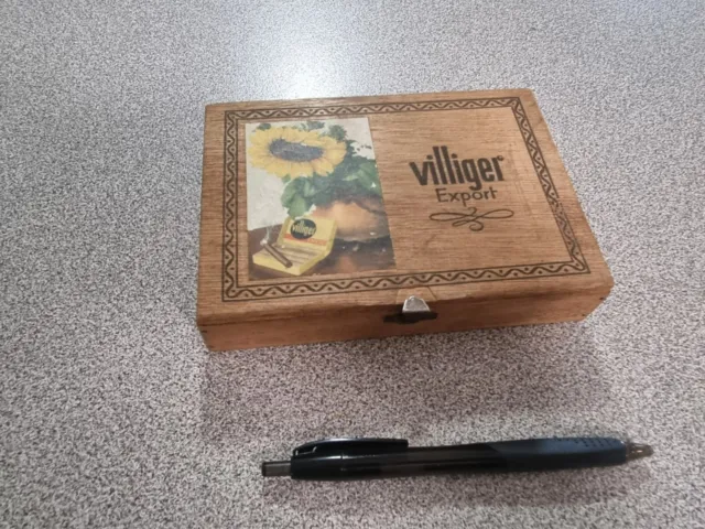 Collectable Empty Vintage Wooden Villiger Cigar Box - Made In Switzerland