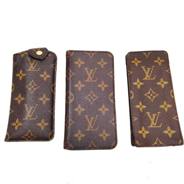 Louis Vuitton LV Eye Glasses Case 3pieces set Cell Phone Holder Monogram 1010669