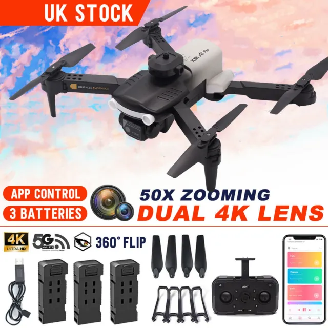 A6 Pro Drones GPS WIFI FPV 4K HD Camera 3 Battery Foldable Selfie RC Quadcopter