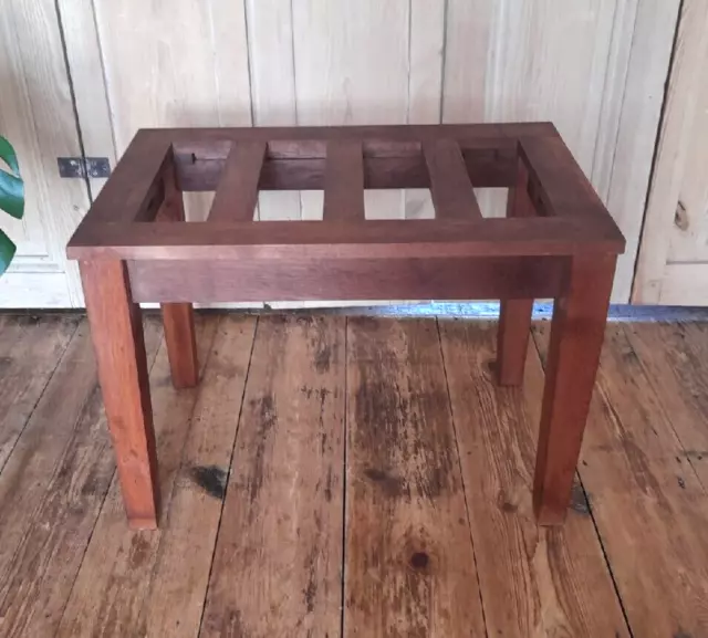 Solid Oak Slated Stool Art Deco Vintage