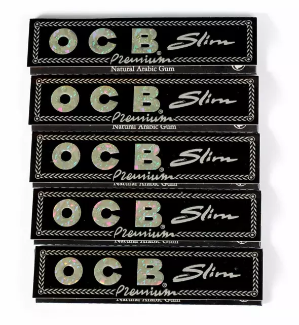 OCB Slim Premium Black King Size Rolling Paper - 5 Booklets