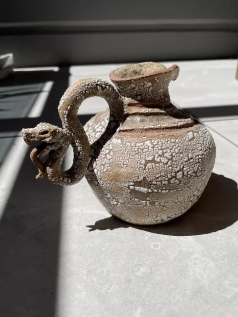 100% Handmade Artwork Ceramic Serpent Jug By Australian Maker.