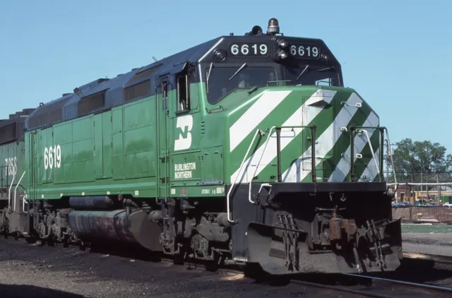 Original Slide BN Burlington Northern F45 #6619 - Galesburg IL 1984