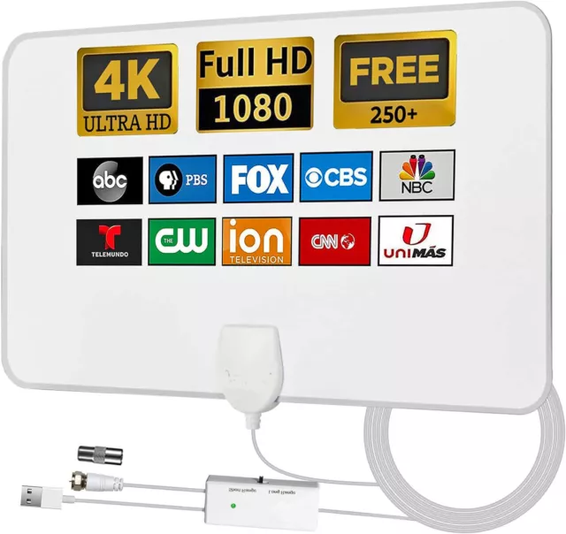 3600 Miles Digital TV Antenna Indoor HDTV Amplified Signal Booster 4K HD 1080P W