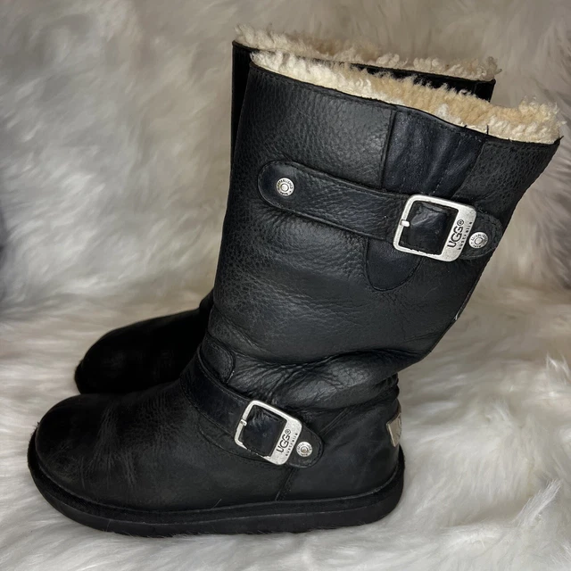 USED UGG Kensington Sherpa Lined Moto Boots