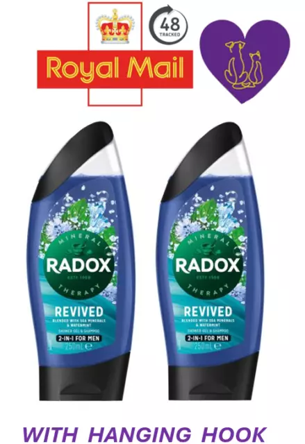 RADOX Therapy Revived Feel Awake 2 in 1 Shower Gel and Shampoo for Men 250ml x 2