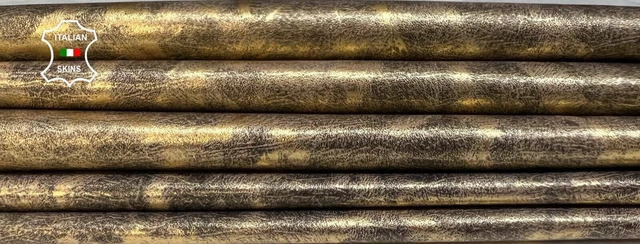 Estampado De Leopardo Oro Metálico En Cuero De Cordero De Colección 2 Pieles 14Sqf 0.8Mm #B5609