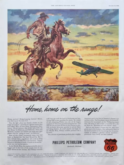 1946 Phillips 66 Petroleum Company Vintage Ad Home home on the range