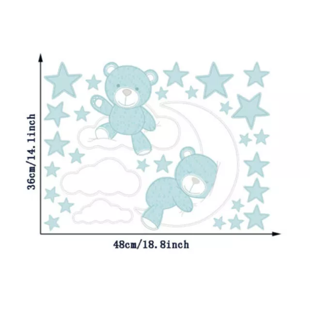 Sticker mural bébé ours lune étoile nuage chambre enfants chambre dessin animé