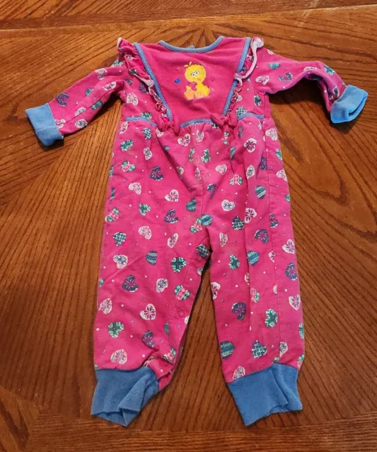 Vintage Sesame Street Babies Bubble Romper 12 Months Pink Embroidered Big Bird