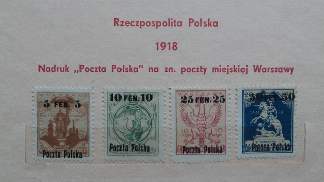 Polen 1918 / Kat. Fischer Nr. 2 - 5  Ungebraucht / mit Falz – Falzresten