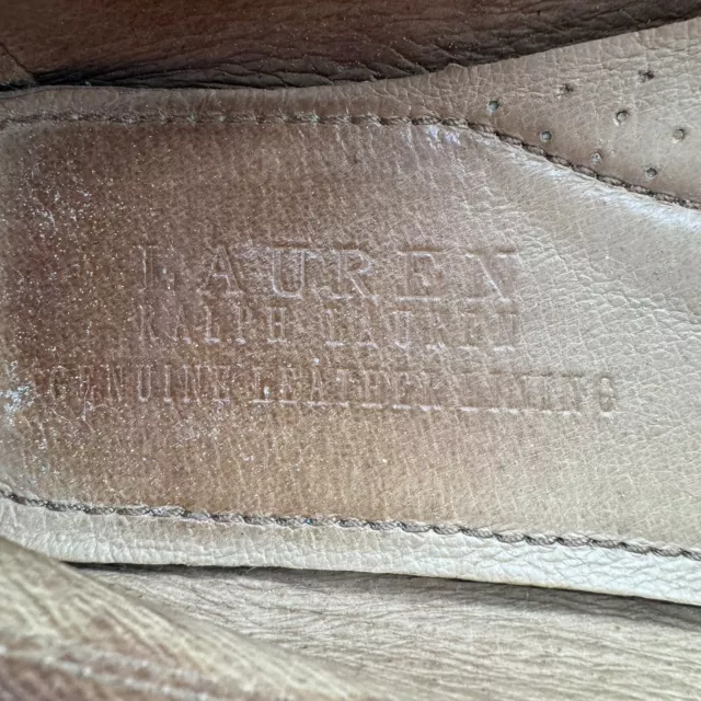 Lauren Ralph Lauren Carley Womens Driving Loafer 7.5B Leather Flats Logo Shoes 3