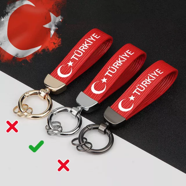 Schlüsselanhänger mit Aufdruck türkische Flagge Türkei / Türkiye,  silber/rot