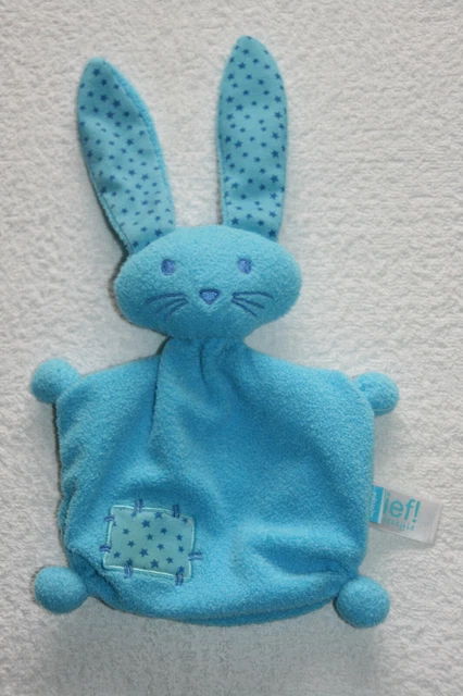 Lief Lifestyle Doudou Lapin Plat Bleu Etoiles Etat Neuf