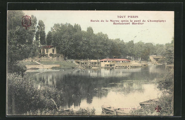 CPA Champigny, Bords de la Marne pres le Pont, Restaurant Bordier