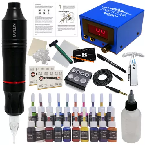 Complete Tattoo Pen Kit Professional Javelin Machine Starter Set GUN 20 Ink
