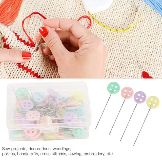 100x Button Bow Tie Head Sewing Pins Flat Head Quilting PinsButton KMY