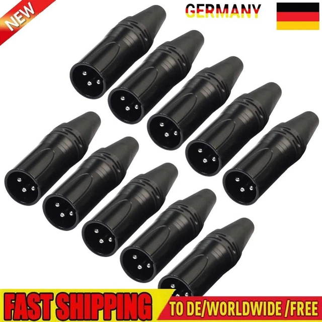 10pcs DIY Microphone XLR 3Pin Male Plug Connector Cable Solder Plug MIC Adapter