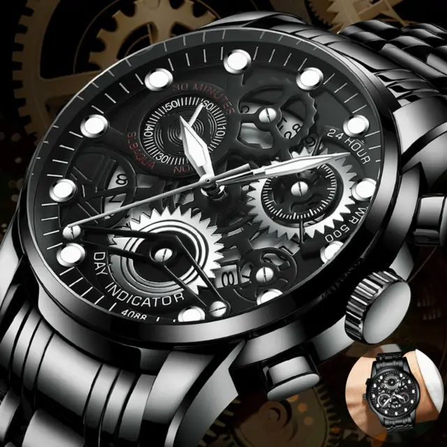 Reloj Clásico de Cuarzo para Hombre Reloj Impermeable de Acero Inoxidable Moda