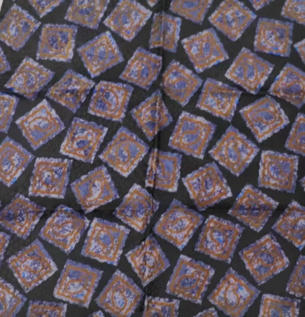 New SANTOSTEFANO Black Blue Brown 12" Silk Pocket Square Handkerchief NWT $150