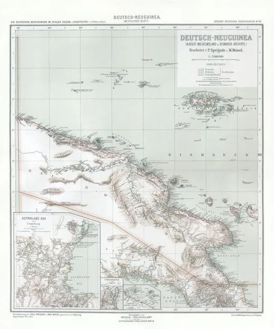Deutsch Neuguinea - Westliches Blatt Kaiser Wilhelmsland Kolonialatlas 13