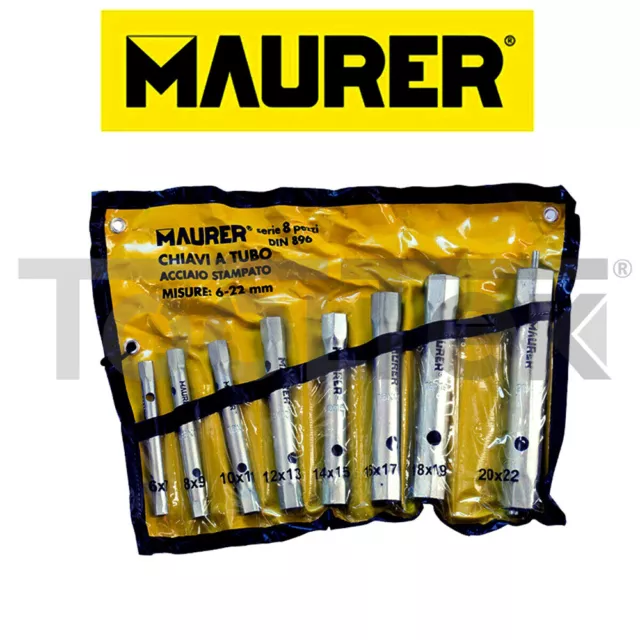 SET 8pz CHIAVI DOPPIE A TUBO ESAGONALI 6-22mm ACCIAIO
