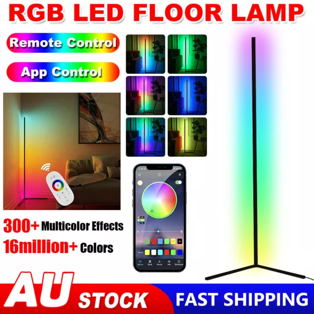 LED Corner Floor Lamp Reading Light Adjustable RGB Color Smart Remote Nightlight