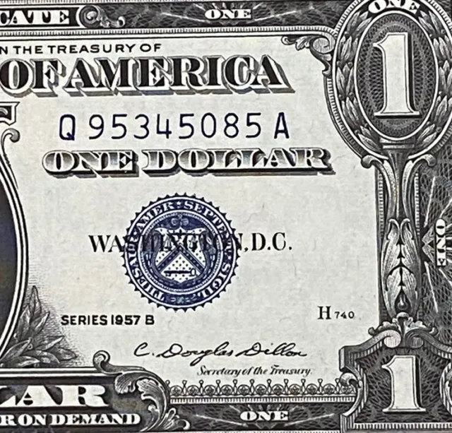 1957B  $1 Dollar Silver Certificate (Blue Seal) Block Q-A -Scarce -Uncirculated