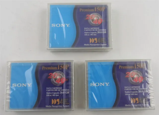 Lot of 3 Sony DGD150P DDS4 20/40GB Data Cartridge New