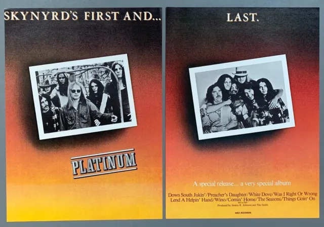 LYNYRD SKYNYRD 1978 vintage POSTER ADVERT FIRST AND LAST PLATINUM ALBUM
