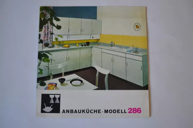 alter DDR Werbe Flyer "Anbauküche Modell 286" Wohnung Einrichtung VEB Leubsdorf