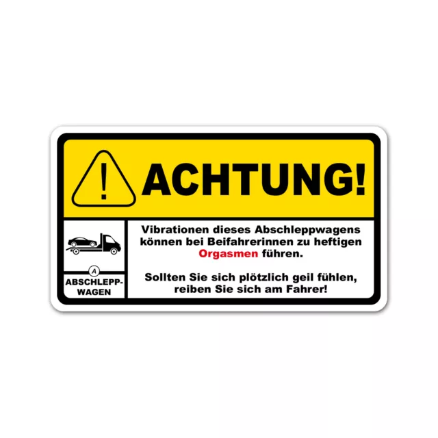 Fun Aufkleber "Achtung Vibration" Abschleppwagen 10cm x 5,5cm Sticker R193-01