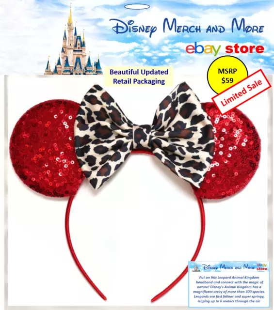 Disney Parks Leopard Animal Kingdom Mickey Mouse Minnie Ears Headband - NEW 2023