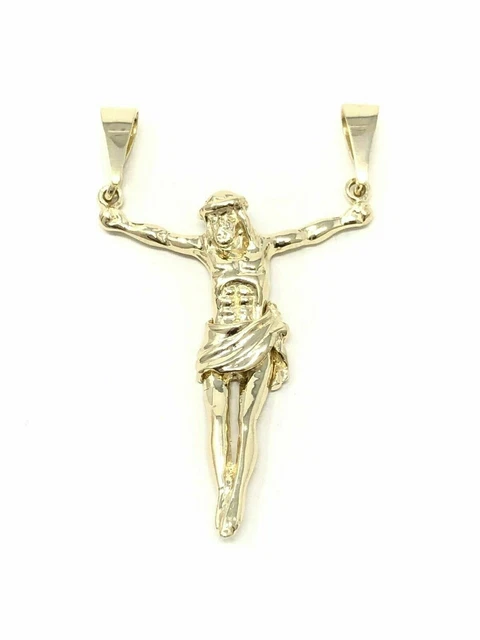 14 K Gelb Gold Jesus Kreuz Kruzifix Tube Charm Anhänger