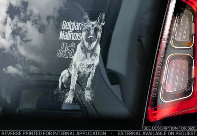 Belgian Malinois Car Sticker - Dog On Board Bumper Window Decal Sign Gift V25